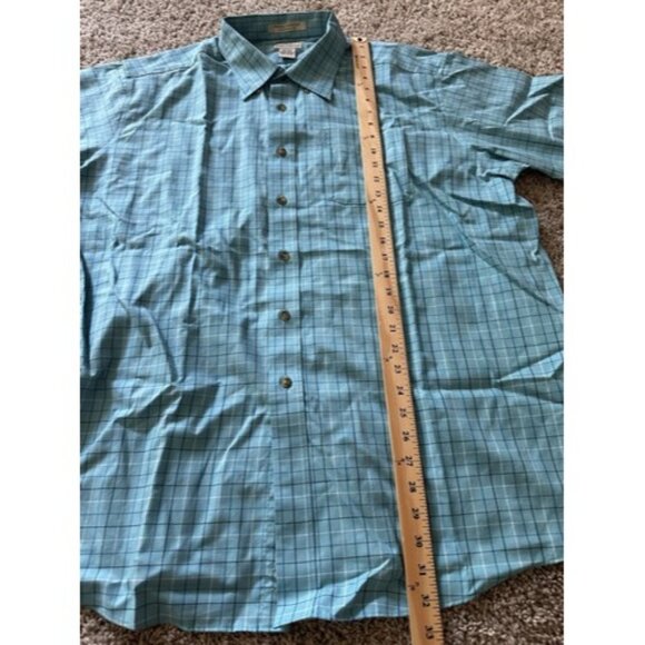 LL Bean Shirt Mens XXL Regular Blue Plaid 100% Cotton Button Up Short Sleeves - Picture 7 of 10